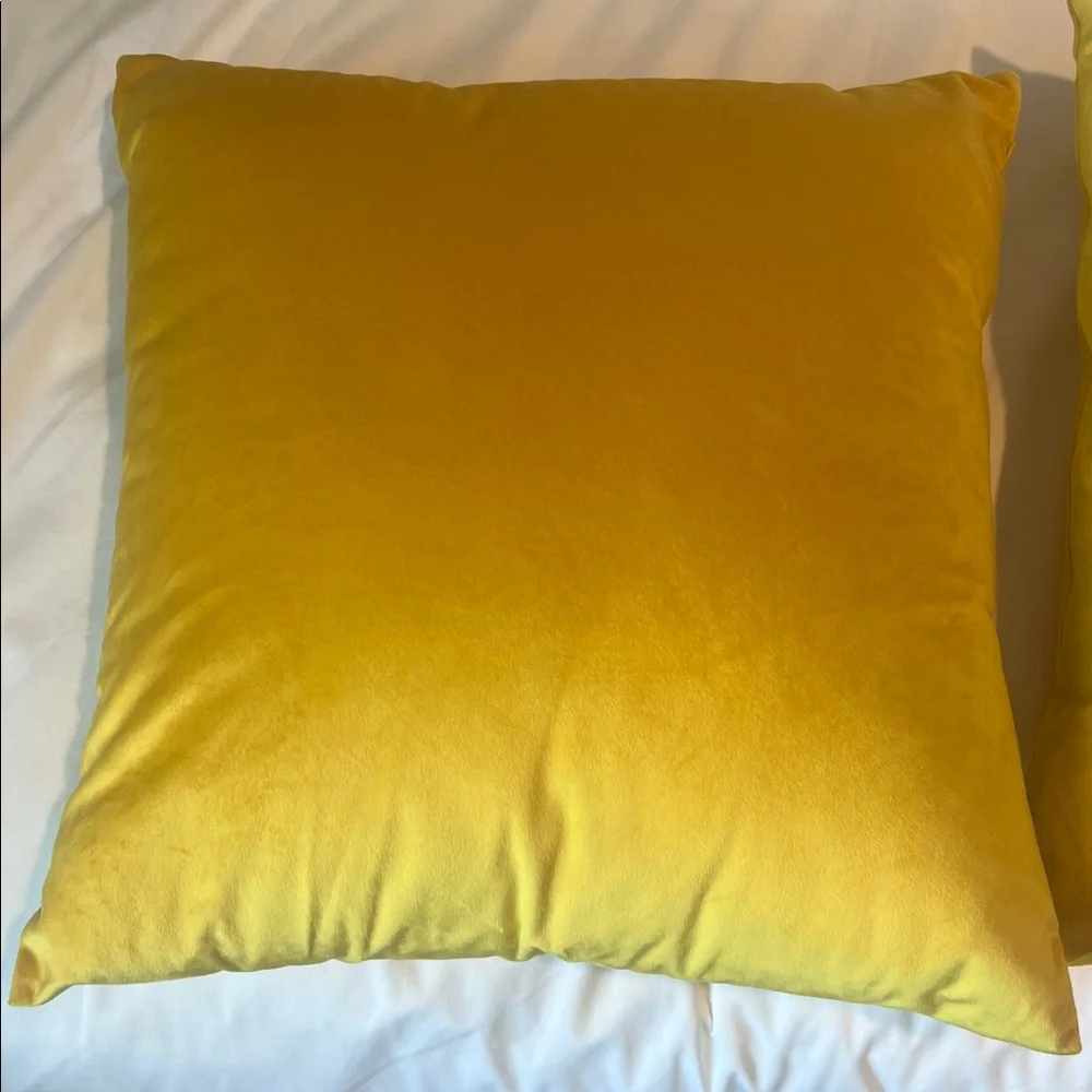 Yellow velvet throw pillow